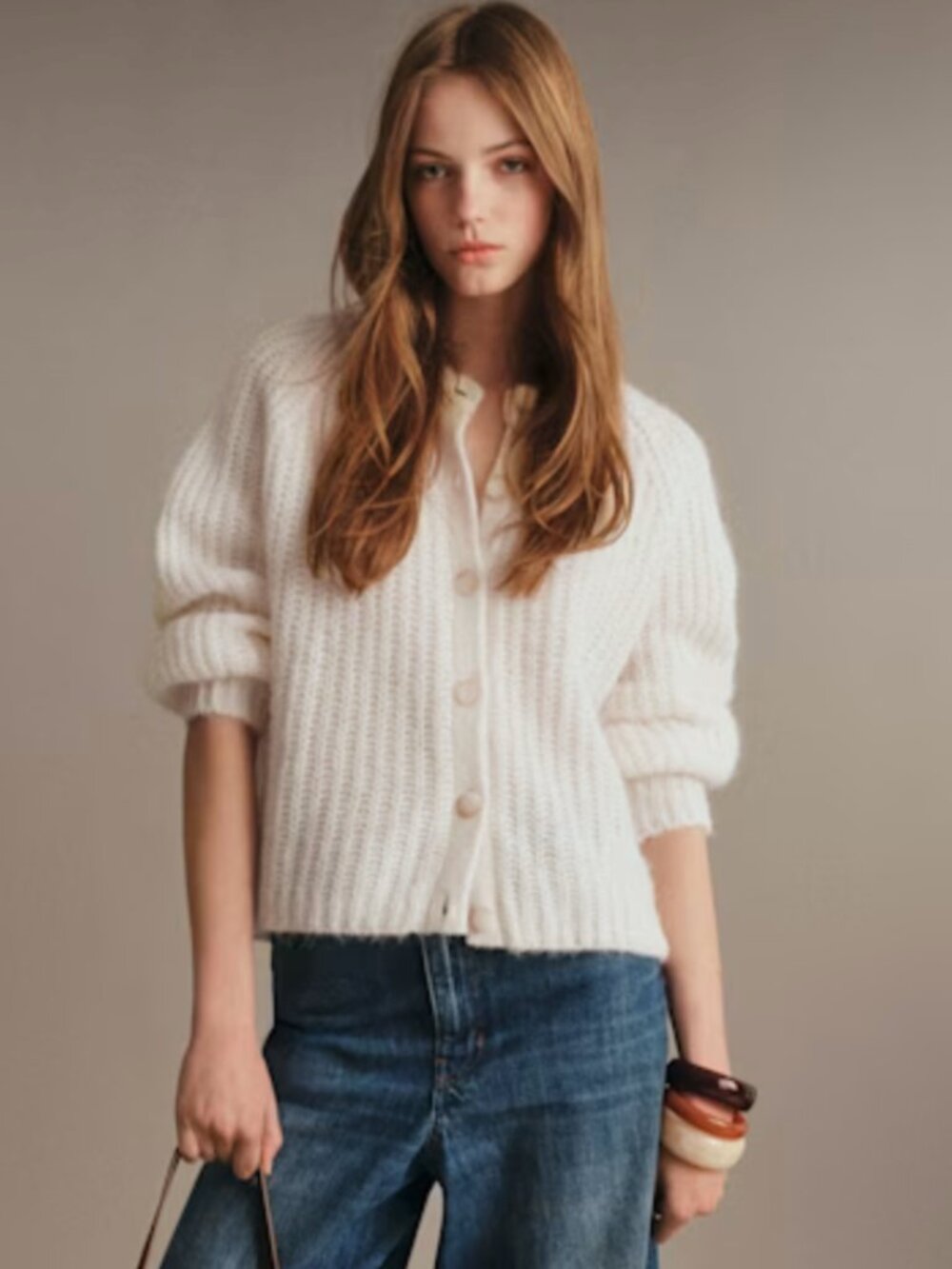 Sezane Emile Cardigan White Sz XS